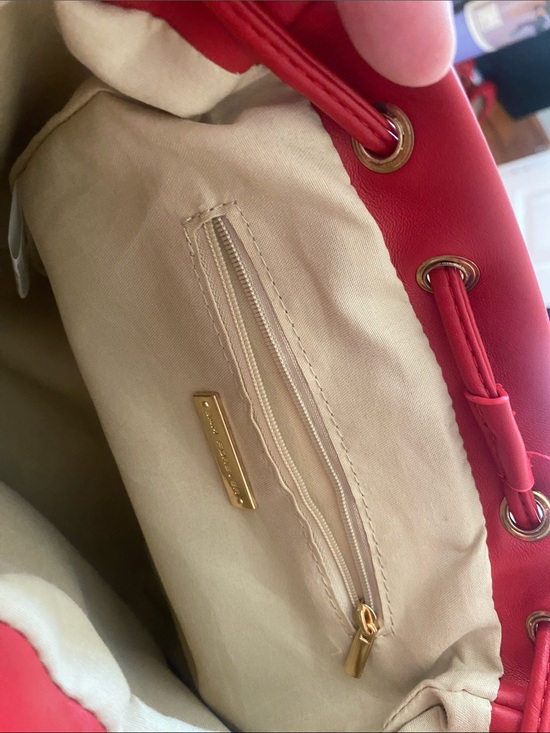 Quilted Red faux Leather Backpack with Gold-Tone Hardware main image 4